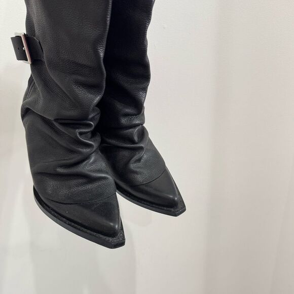 ZARA Black Leather Western boots - Picture 4 of 8